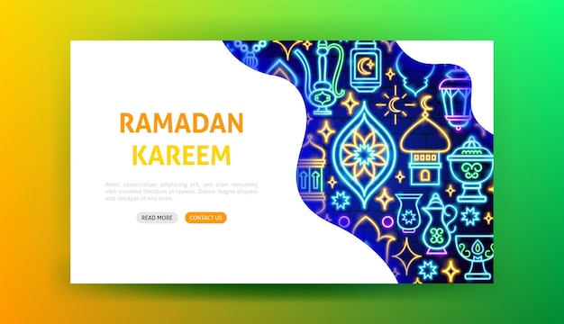 Ramadan Holiday Neon Landing Page