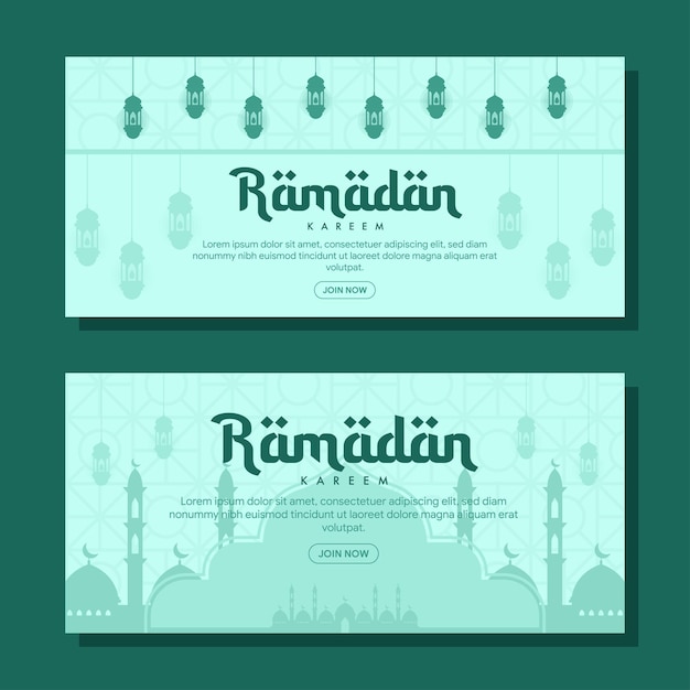 ramadan horizontal banner illustration in flat design