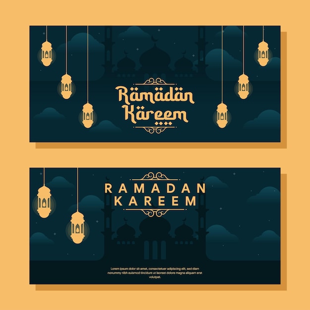 ramadan horizontal banner illustration in flat design