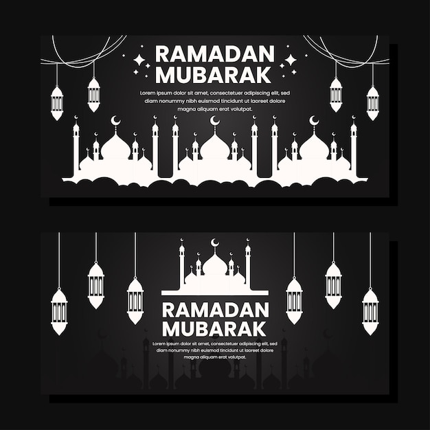 ramadan horizontal banner illustration in flat design