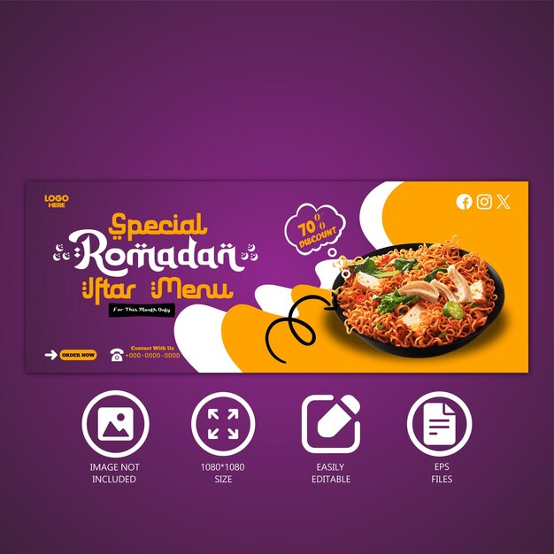 Vector ramadan iftar menu banner design and socil media post template