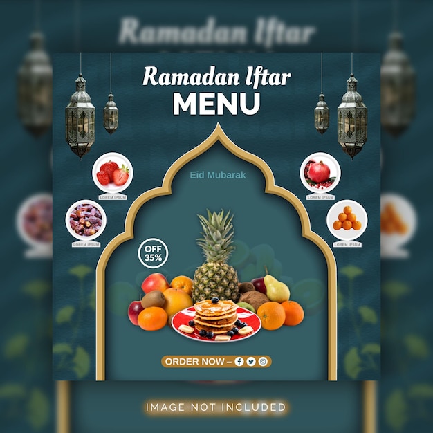 Ramadan Iftar Menu Editable Instagram Banner Concept Social Media Post Template