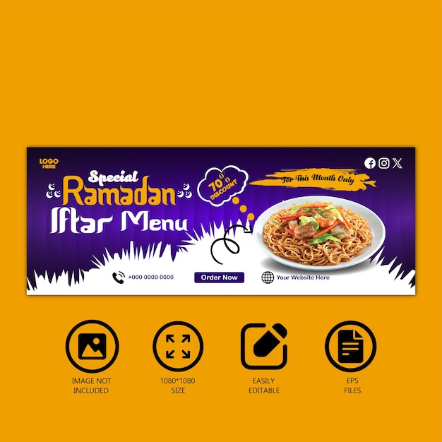 Ramadan iftar menu food design and social media banner template