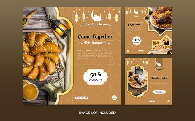 Vector ramadan iftar promo instagram posts collection