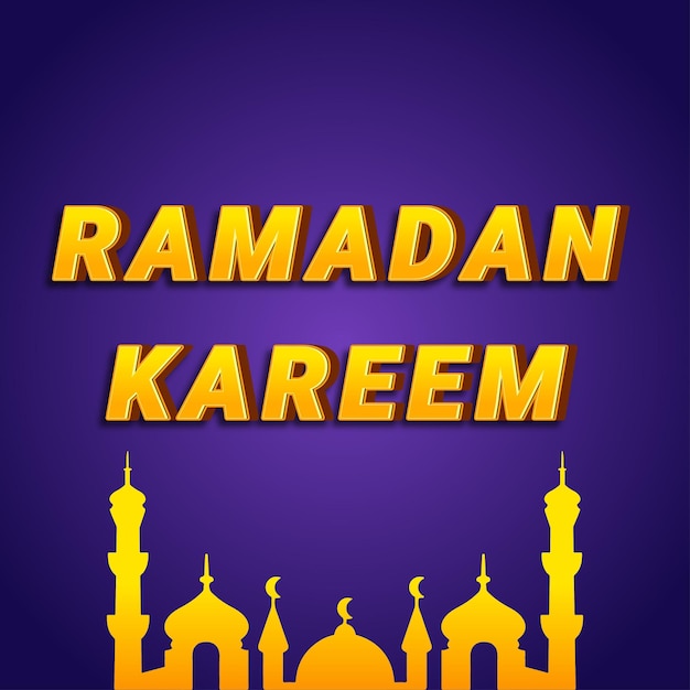 Ramadan Kareem 3d text lettering effect