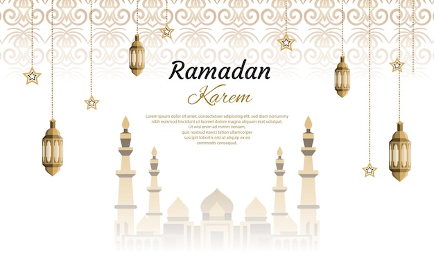 Ramadan kareem arabic golden banner