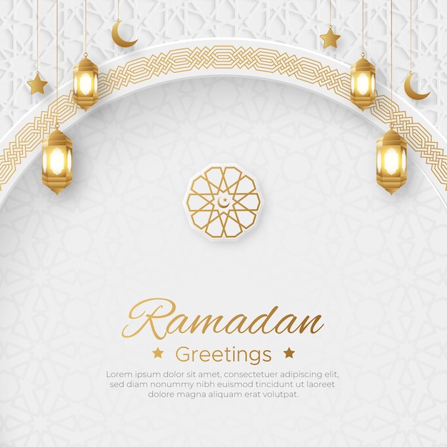 Ramadan Kareem Arabic Islamic Luxury Ornamental Background with Islamic Border Pattern