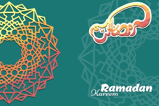 Ramadan Kareem Arabic Lettering Background isolate vector art Design