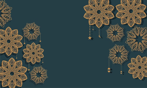 Ramadan kareem background banner vector set with luxury ornament ramadan eid mubarak background