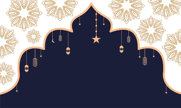 Ramadan kareem background banner vector set with luxury ornament ramadan eid mubarak background