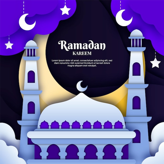 Ramadan Kareem background in paper style concept