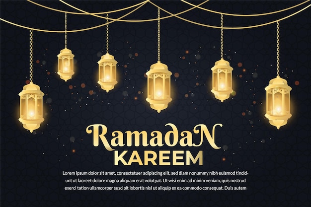 Ramadan kareem background ramadan banner gold lantern greeting card