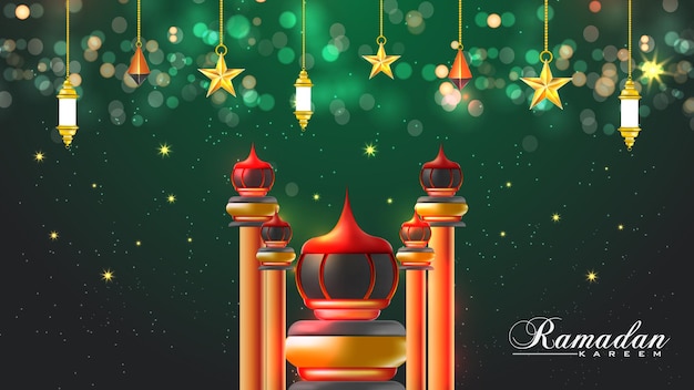 Ramadan Kareem background Wallpaper Islamic Realistic element Muslim Background Premium Vector