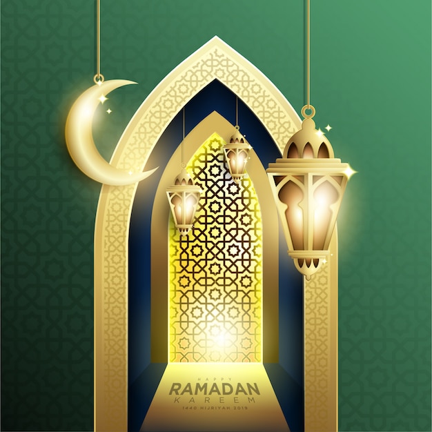 Ramadan Kareem Background with Fanoos Lantern