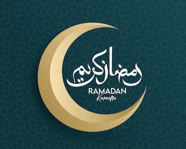 Ramadan Kareem background with golden Moon design