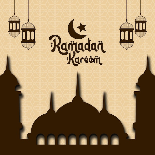 Ramadan kareem background with mosque star moon and lantern picture