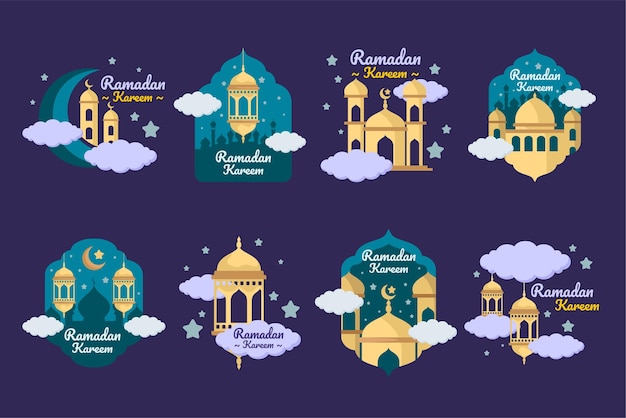 Ramadan Kareem Badge Set Collection Night Theme