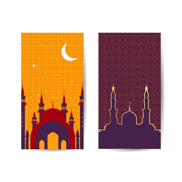 Ramadan Kareem Banner Set Colorful Ramadan Celebration Banner Vector Illustration for greeting card poster and voucher islamic background banner