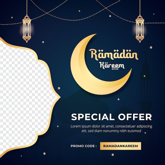 Ramadan Kareem banner social media post illustration design template