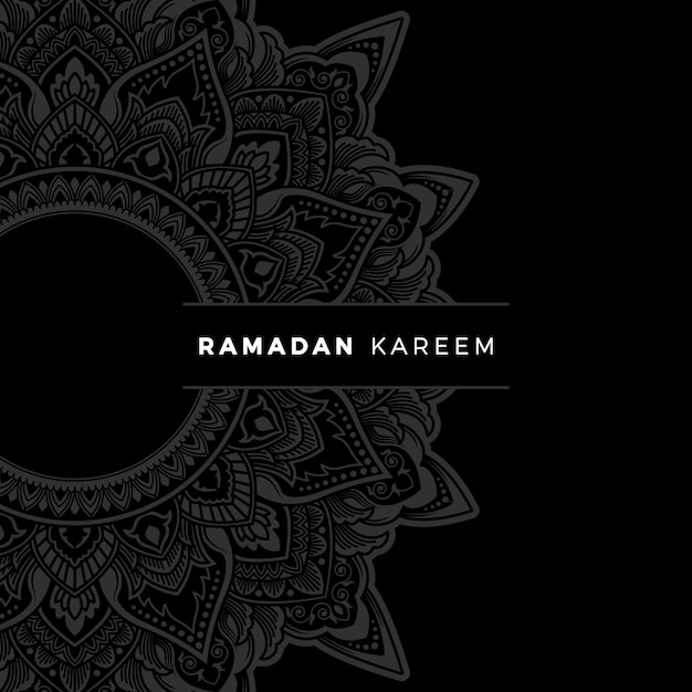 Vector ramadan kareem banner with floral zentangle doodle art frame