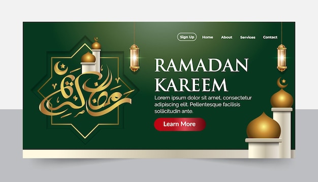 ramadan kareem banner  with gold arabic template design