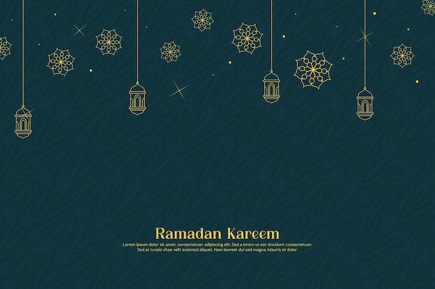 Vector ramadan kareem banner with lantern and ramadan kareem word