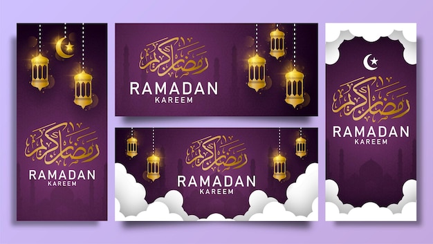 Ramadan kareem banner with lantern