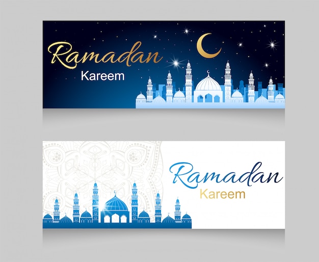 Ramadan Kareem banner with mosque silhouette