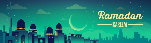 Ramadan kareem banner with mosque