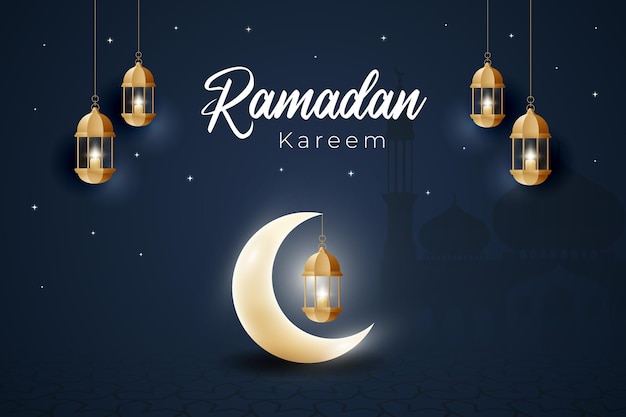 Ramadan Kareem coming night illustration horizontal banner design