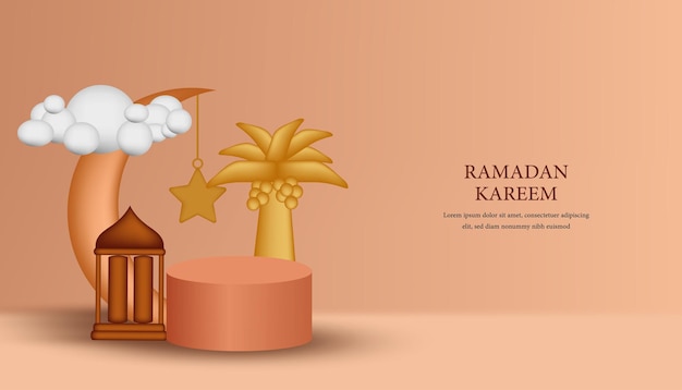 Ramadan kareem decoration background 3D vector