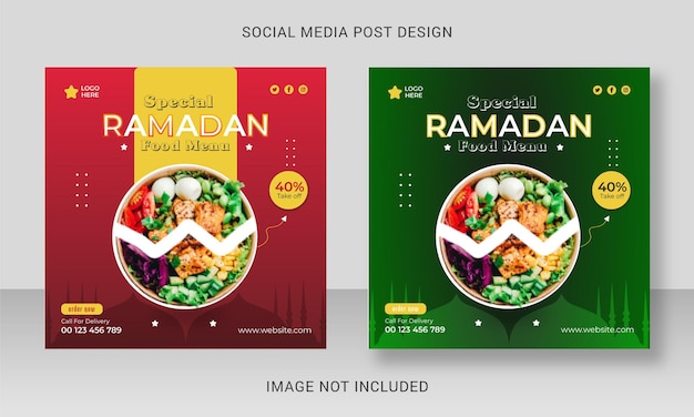 Ramadan kareem delicious food menu social media post design template