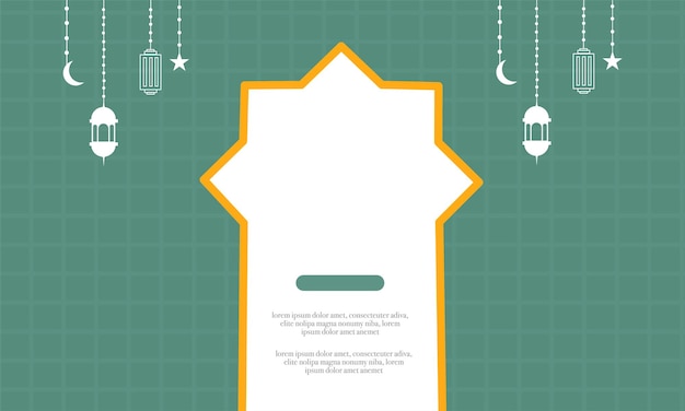 ramadan kareem eid-al fitr poster template with ornament lettern and mosque vector background design