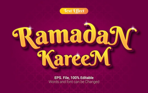 Ramadan kareem elegant text effect editable