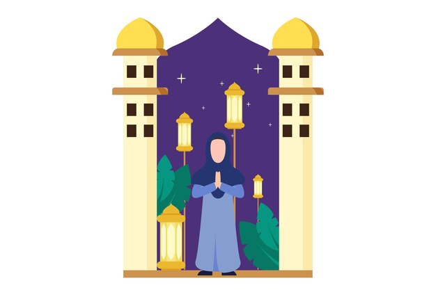 Ramadan Kareem Flat Design Illustration