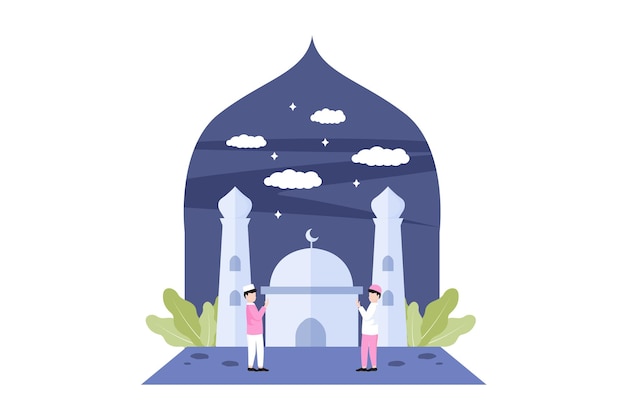 Ramadan Kareem Flat Design Illustration