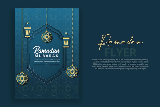 Ramadan Kareem flyer template design Beautiful Islamic lanterns