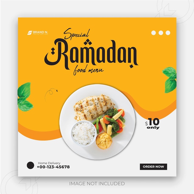 Vector ramadan kareem food menu social media post template design