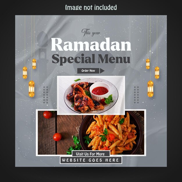 Vector ramadan kareem food social media post template design