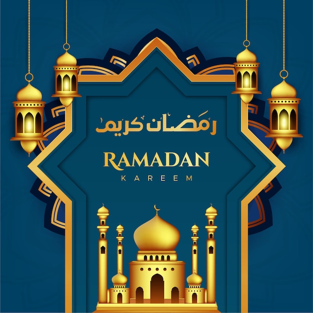 Ramadan kareem greeting card in paper style  