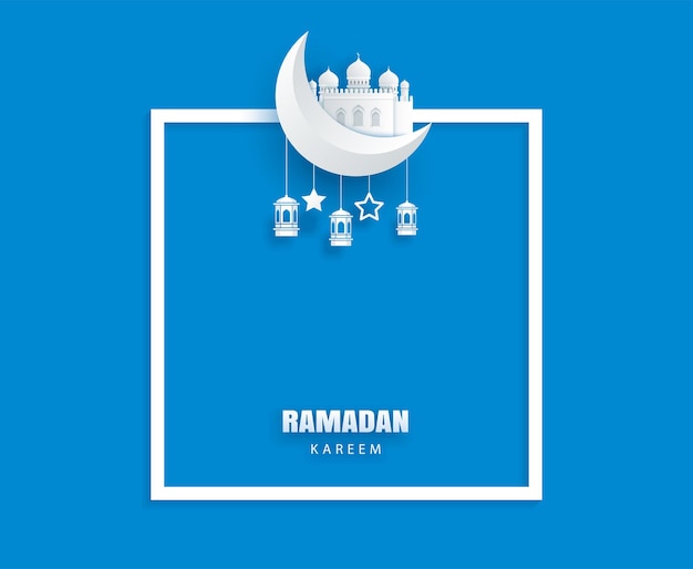 Ramadan Kareem greeting card with border for text background