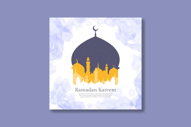 Ramadan kareem greeting card with mosque