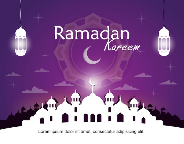 Ramadan Kareem greeting with calm islamic symbol illustration design