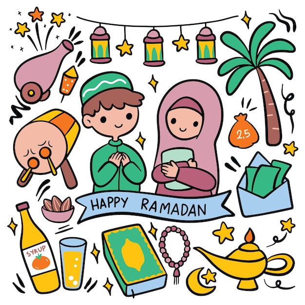 Ramadan Kareem Hand Drawn Doodle Element