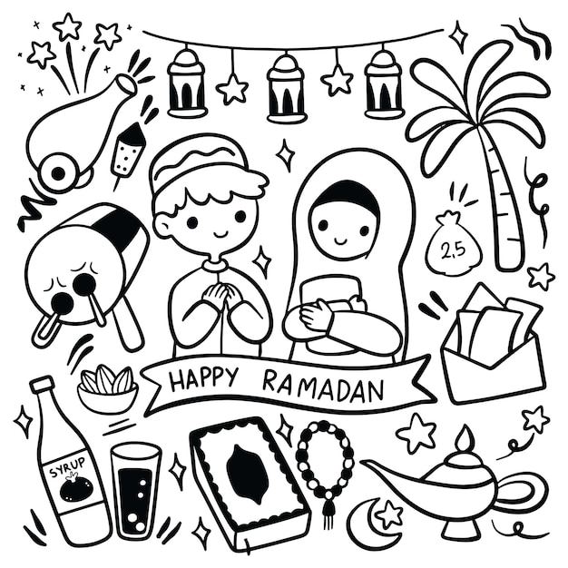 Ramadan Kareem Hand Drawn Doodle Element