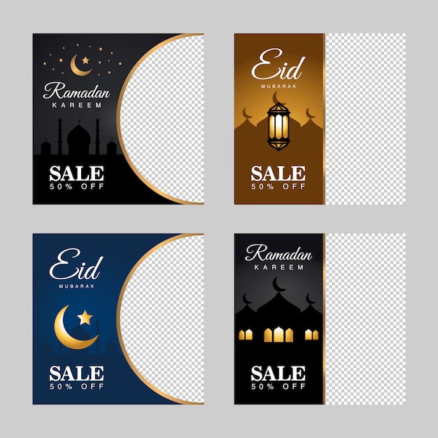 Vector ramadan kareem happy eid mubarak sale discount banner  