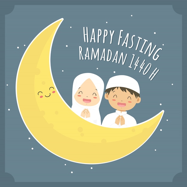 Ramadan Kareem, Happy Fasting greeting card vector