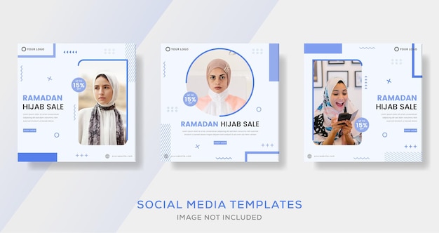 Ramadan kareem hijab banner for fashion sale template post  