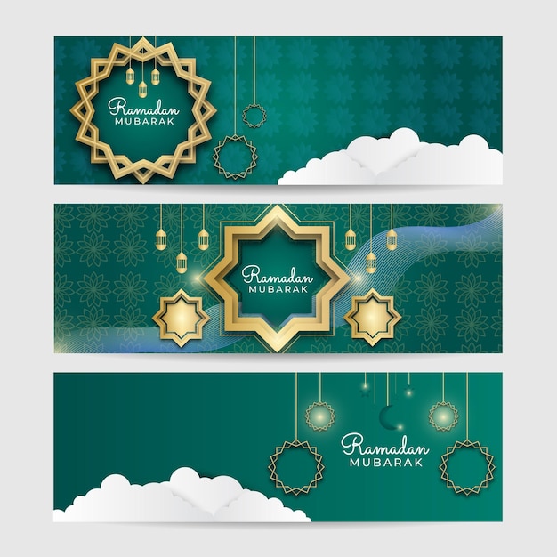 Ramadan kareem horizontal banner background Ramadan kareem islamic greeting card background vector illustration