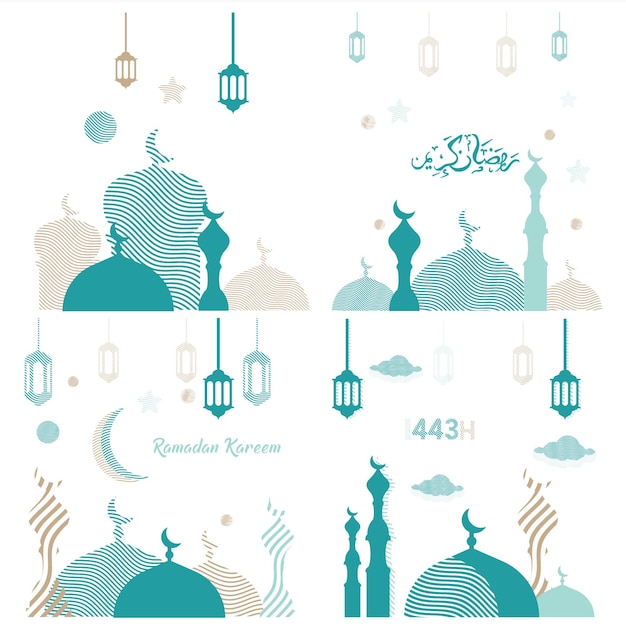 ramadan kareem illustration feed wave card and social media